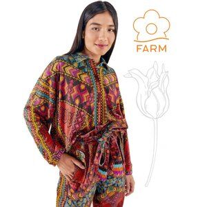 Farm Rio Yawanawa Stripes Polo Sweat Shirt